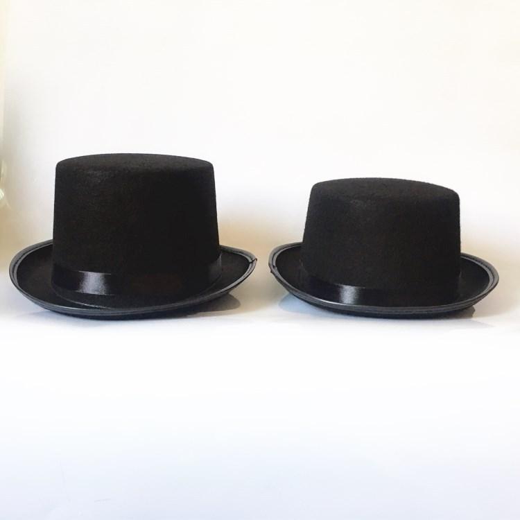 

Magic Fedora Hats Black Children Costume Props Tall Flat Hats for Men Women, As pic
