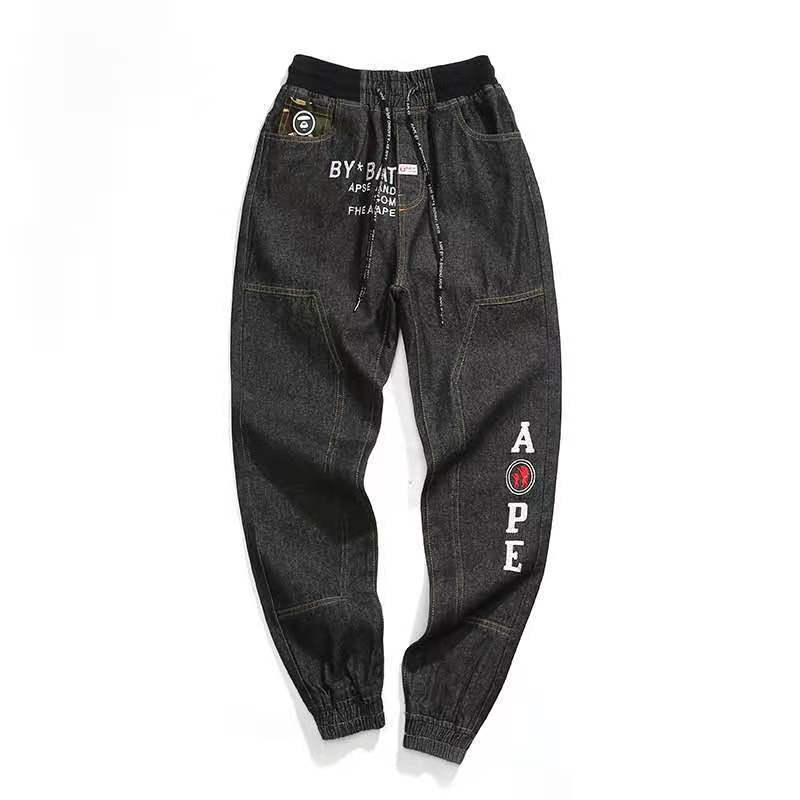 

Men and Women Jeans Simple Print Embroidered Skull Overalls Pants 2020, As picture