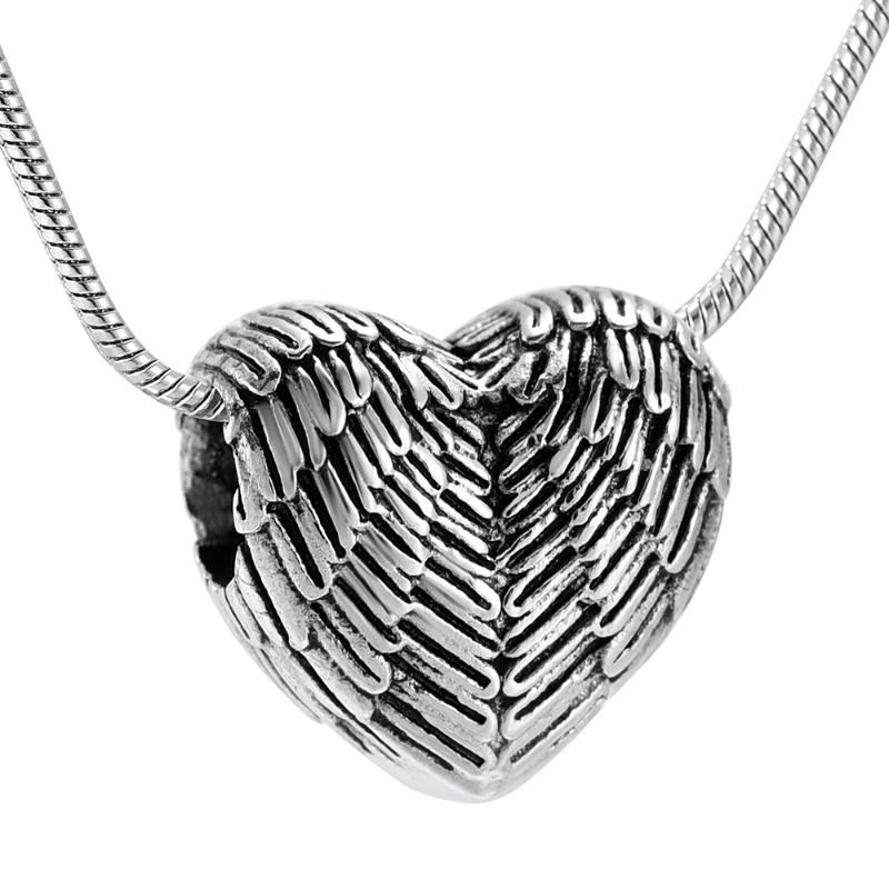 

LKJ9990 Hot Selling Mini Feather Heart Cremation Pendant for Human/ Pet Ashes Urn Locket with Screw