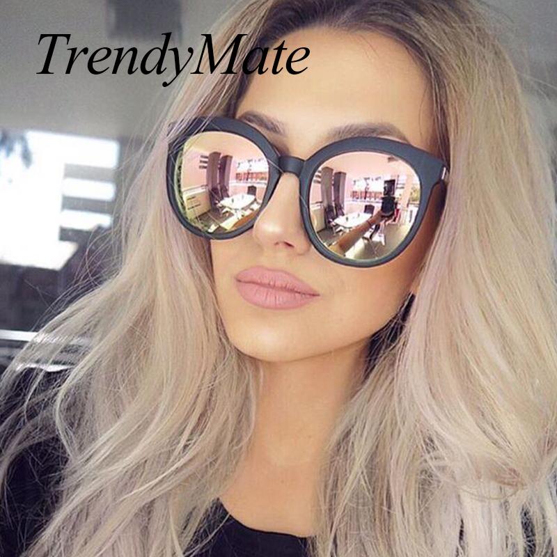 

Women Sunglasses Cat Eye Ladies Pink Rose Gold Sunglasses Women 2020 UV400 Mirror Sun Glasses Lunette Femme 741M