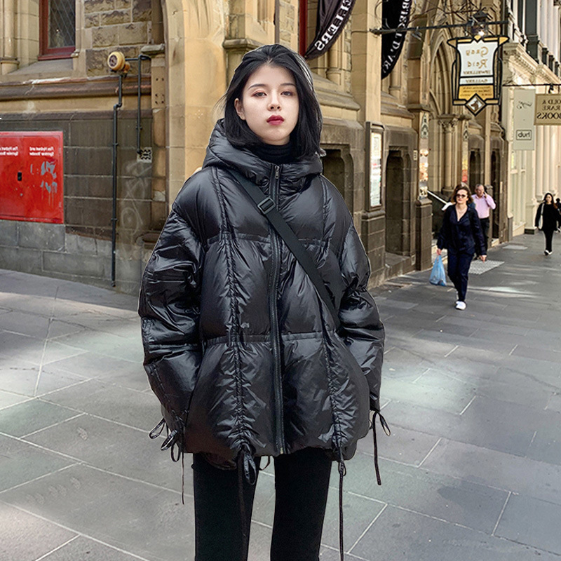 

2021 New Women Black New Winter 90% White Duck Down Light Short Material Loose Long Fashion Sleeve Plied Jacket L1 J3jo, Red