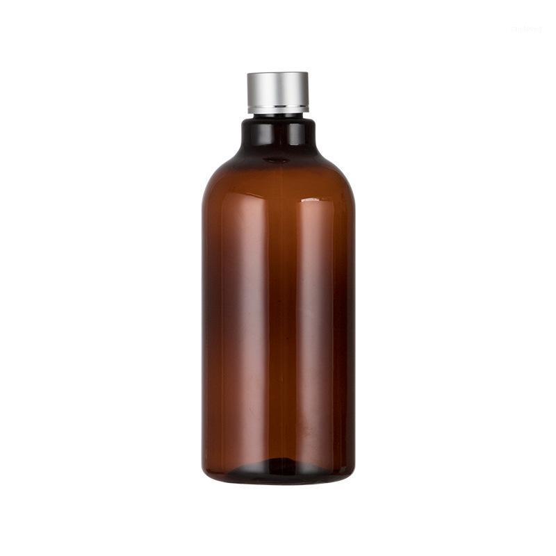 

12PCS 500ML Empty Cosmetics Packaging Plastic Bottles 500 cc Shampoo Packing Container Silver Aluminum Cover Liquid soap bottle1