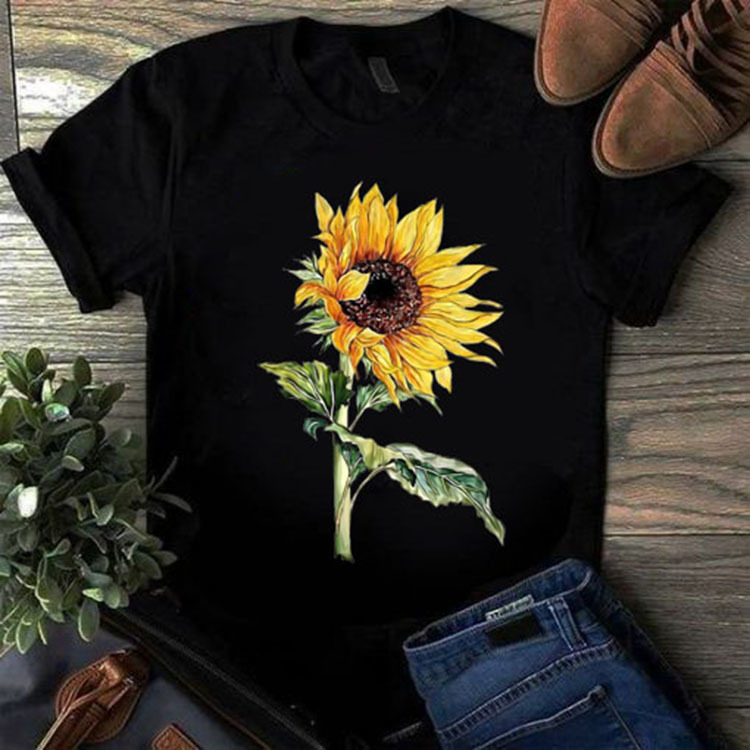 

designer t shirt short sleeves tops clothes for women mens sunflower printed 2020 new designers crew neck cotton blend T-shirt, White