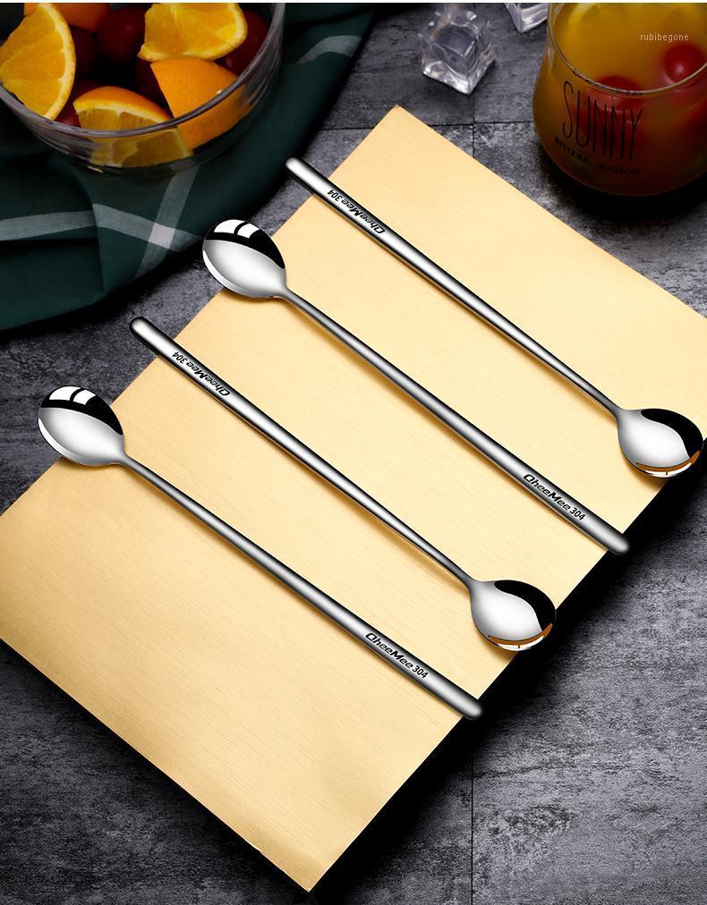 

Long handle spoon Coffee stir dinner ice cream Dessert spoon 2PC 304 stainless steel Korean style Kitchen tool Accessories1