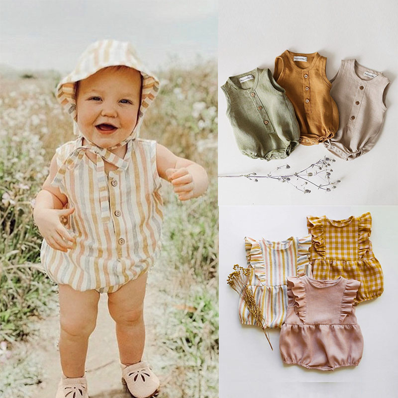 linen baby romper