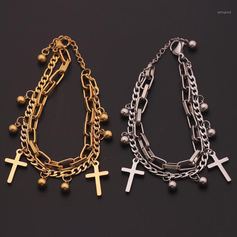 

Charm Bracelets 2021 Vintage Religious Double Bracelet Round Bead Cross Multilayer For Men And Women's Jewelry Gifts1