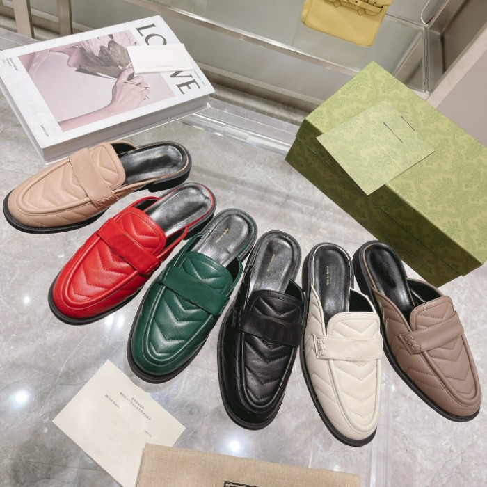 

Designer loafers women Genuine leather slipper Muller slippers with buckle Fashion woman Princetown dress Ladies Casual Mules Flats 35-40