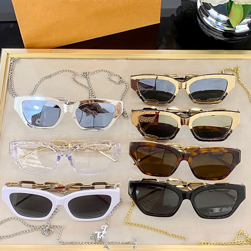

Designer Sunglasses Z1473E Cat Eye Frame Ladies Sunglasses Fashion Retro Style Glasses Gold Square Metal Temple Top Quality womens glassess UV400 with Chain Case
