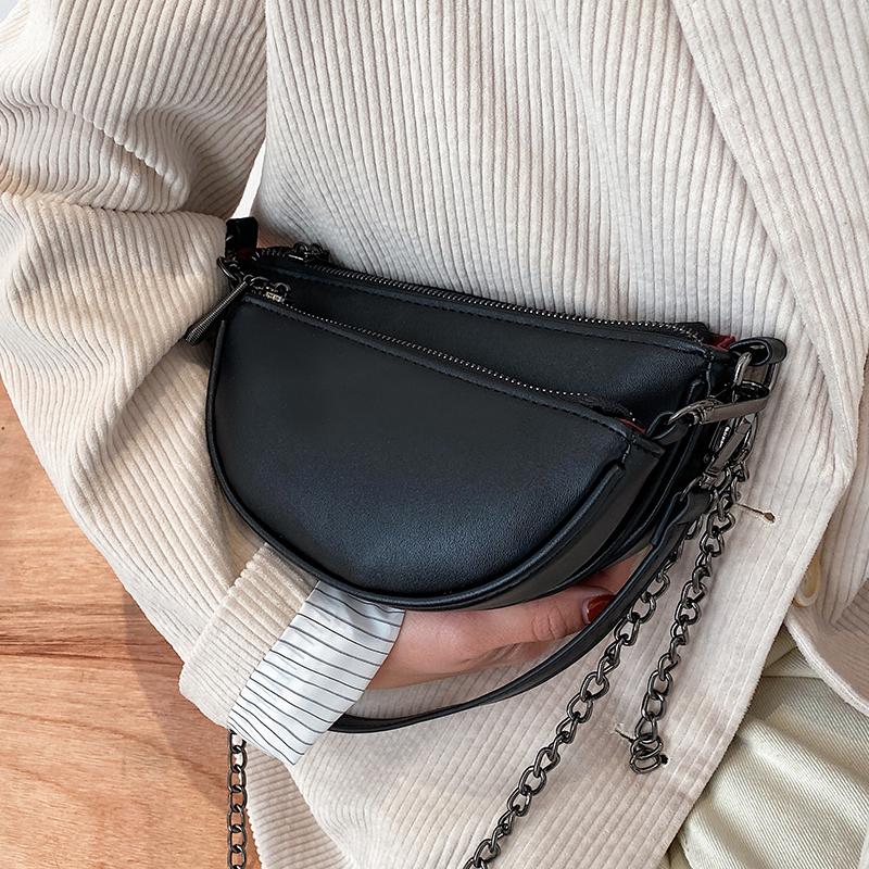 

2021 Pure color Chain Designer Mini PU Leather Crossbody Bags for Women 2021 Winter Trendy Shoulder Handbag, Beige