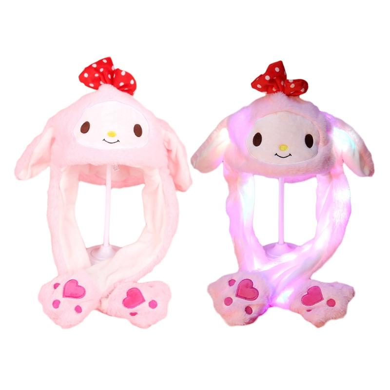 

Adult Kids Light Up Plush Animal Hat with Moving Ears Cartoon Animal LED Glowing Earflap Cap Stuffed Toys