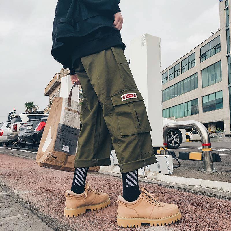 

Male Loose Harajuku Harem Pants Jogger Trousers Sweatpants Fashion 2019 Hip Hop Streetwear Harem Joggers Pants With big pocket