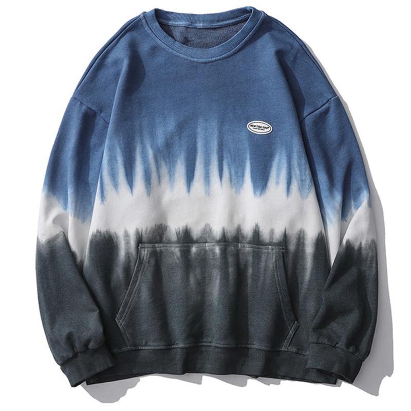 

Men's T-Shirts Tie Dye Pullover Streetwear Hip Hop Tees Harajuku T Shirt Men Women Fashion Long Sleeve Tops Male Sweatshirts, Blue