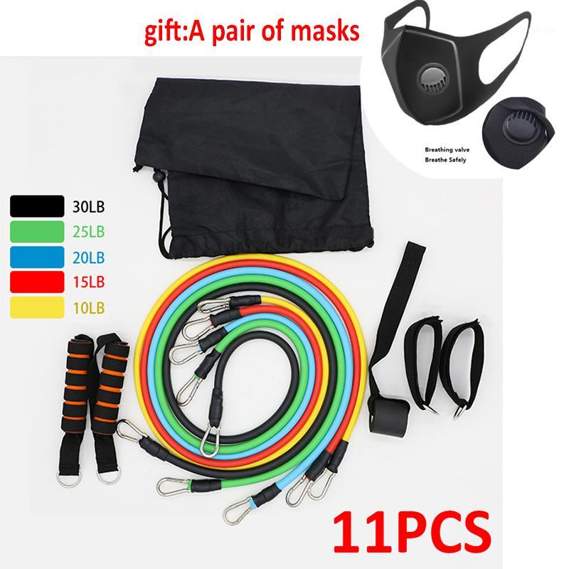 

11pcs Elastic Pull Rope Home Gym Equipment Resistance Bands Set Body Fitness Workout Equipment Latex Tubes Strength Free masks1
