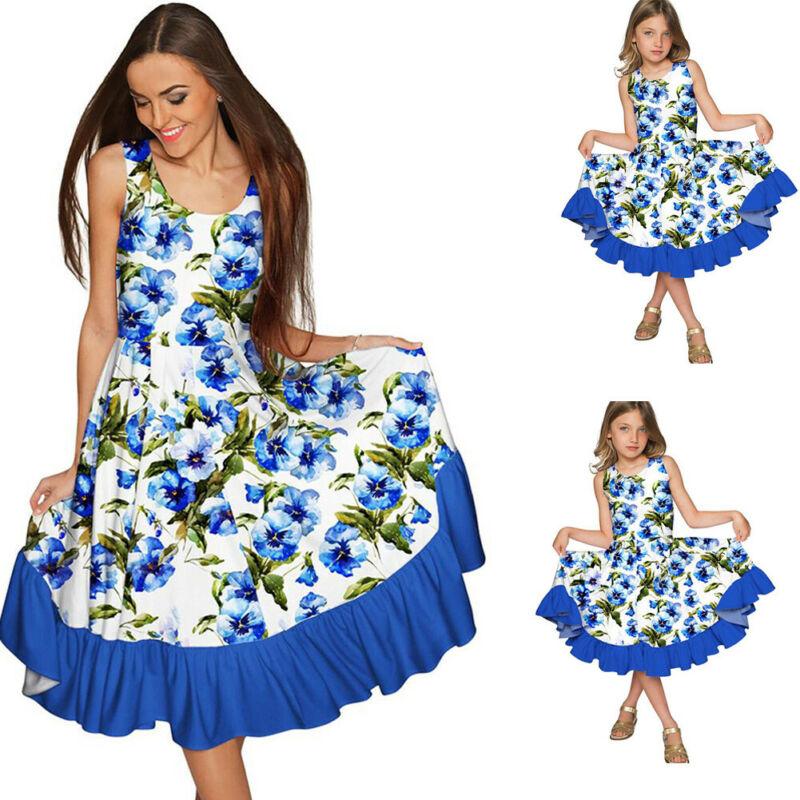 

Berets Parent-child Mother And Daughter Matching Dresses Mum Me Girls Summer Outfit, Red