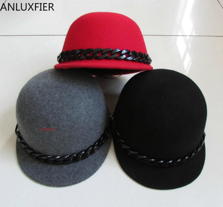

B-8140 100 % Wool Fall Equestrian Hat Wool Knight Fedoras Cap Winter Felt Fedora Hats Men Panama Jazz Trilby Caps, Black