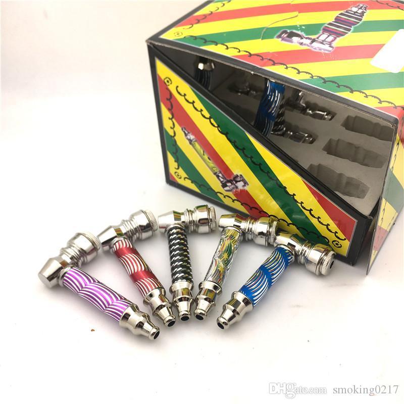 

Metal dry Herb Smoking Pipes Portable Tobacco Cigarette Pipe Hand tobacco spoon Pipe for rig bong vs glass oil burner pipe 12pcs/lot