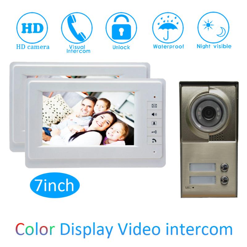 

Factory price 1 outdoor to 2 indoor unit 7 inch LCD monitor Video door phone for door access control Visitor talk-back bell