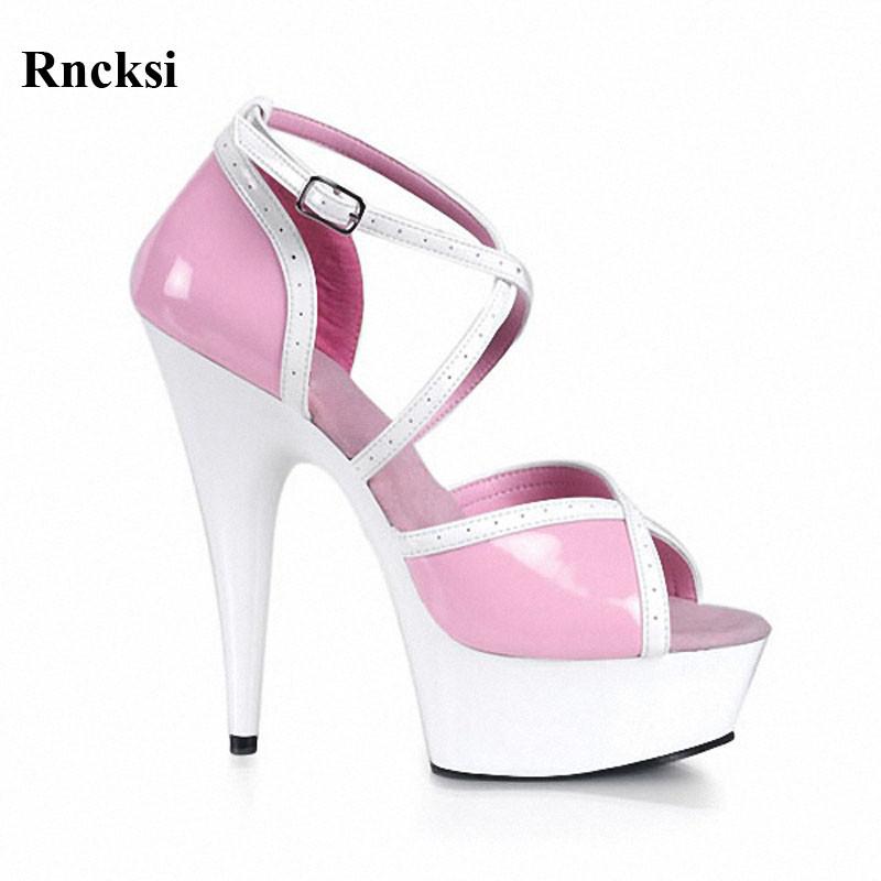 

Rncksi Girl Women Pole Dance Sexy Shoes Night Club Party Sandals Fashion Ultra 15cm High Heels Platform Dance Shoes, Black