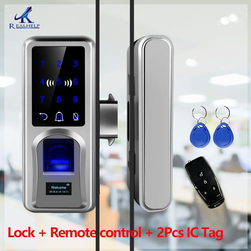 

Fingerprint door lock Glazing Smart Lock Remote Touch Screen Doorbell Office for Glass biometric Door access control1