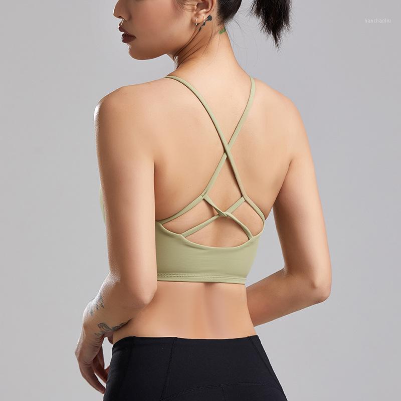 

2020 New Style Sports Underwear Women's Bra -resistant Push up Fitness Cross Beauty Style Small Camisole Vest Bra1, White