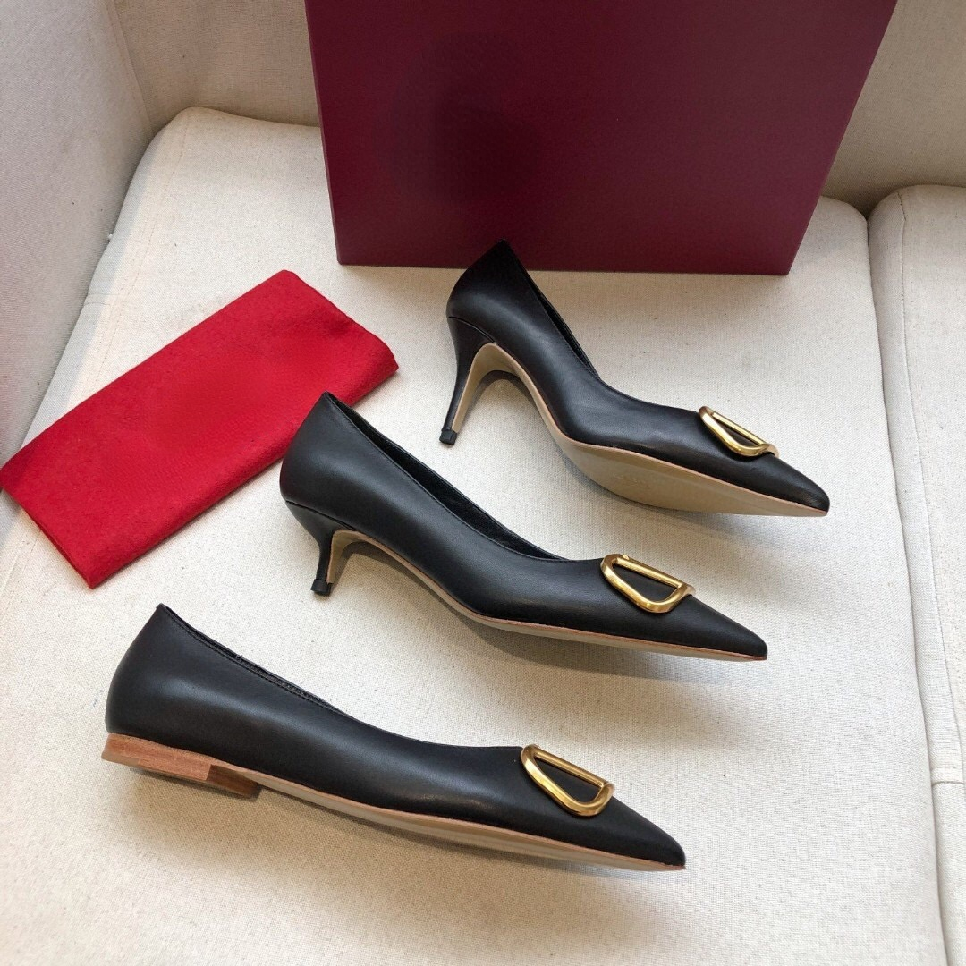 

2022 Sexy Pointed Women Dress Shoes Pumps Luxury Genuine Leather High Heels Toe Black Wedding Shoe Ladies fashion party High Heel with Box, As show #03