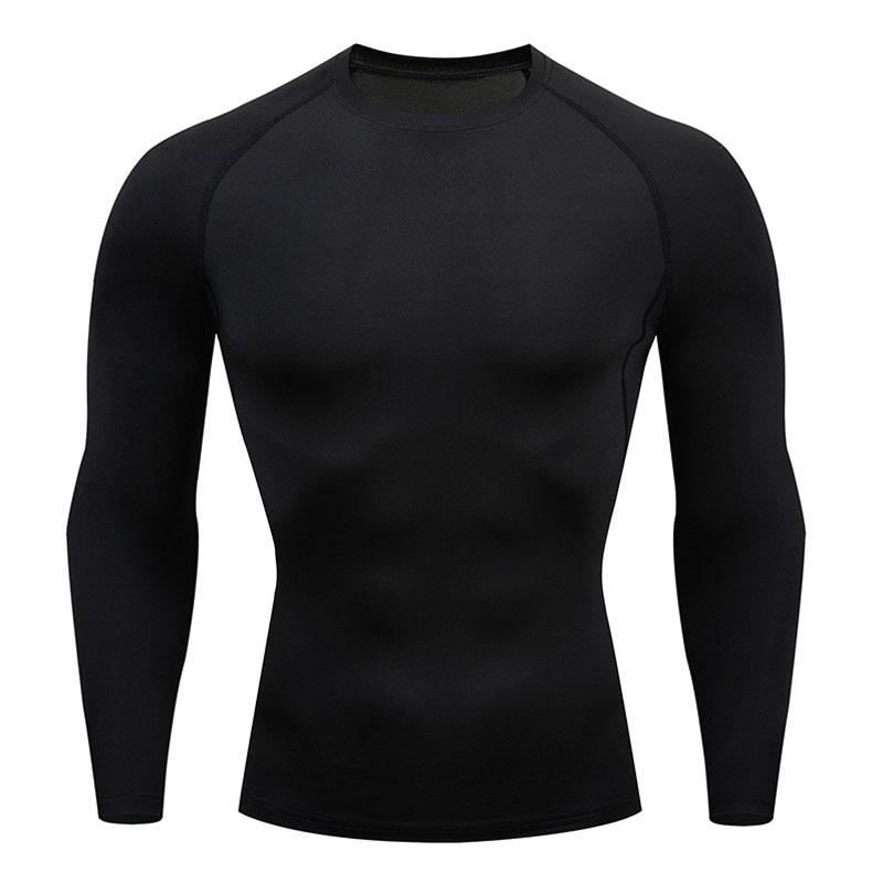 

Gym Apparel Men's Running T-shirt Long Sleeve Top Compression Shirt Quick Dry Tracksuit Black T-shirt High quality jogging suit, White