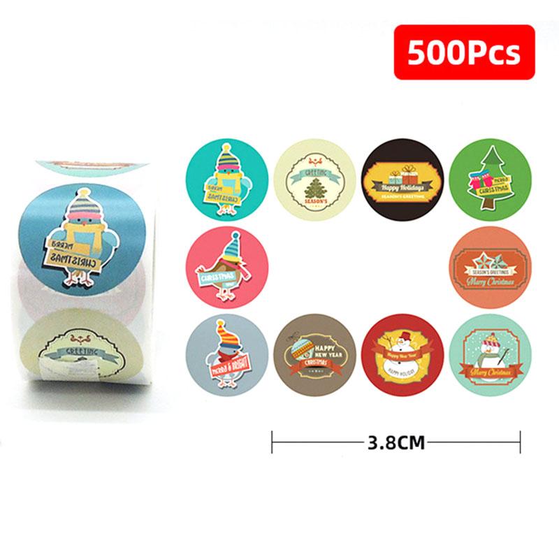 

500Pcs 10 Delicate Patterns Christmas Party Thank You Sticker Packaging Gift Box Bag Sealing Sticker Xmas Greeting Cards Decor