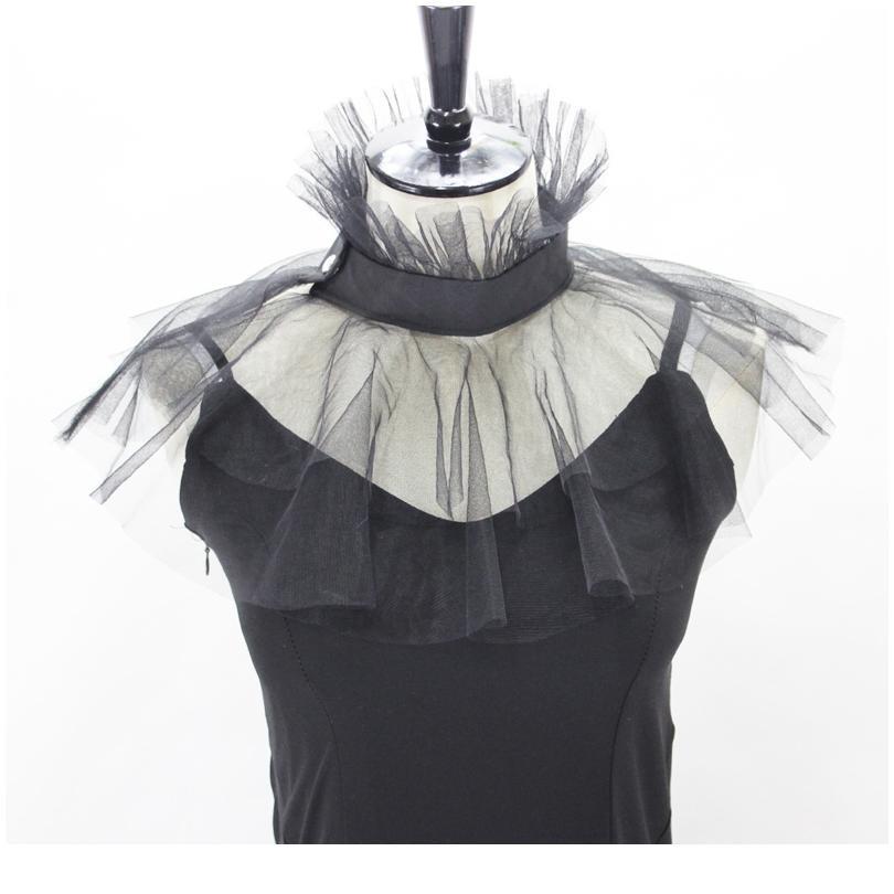 

Women Victorian Mesh Ruffled Fake Stand Collar Layered Tulle Button Neck Ruff Clown Choker Shawl Wrap Cosplay jllmiu