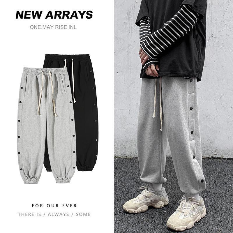 

Autumn Men' Casual Pants Large Size Loose Sweatpants Ankle-Tied Sports Trousers Thin Breasted Joggers Men Japanese Streetwear, 01