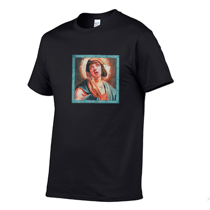 

2021 New Virgin Mary Men' T-shirts Funny Printed Short Sleeve Tshirts Summer Hip Cotton Tops Tees Clothing Streetwear I5AI, Dark gray