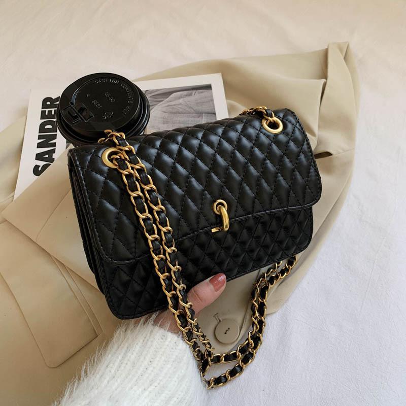 

High Quality Pu Leather Women Handbags Fashion Chain Small Shoulder Messenger Bags Designer Female Crossbody Bags for Women New, Black