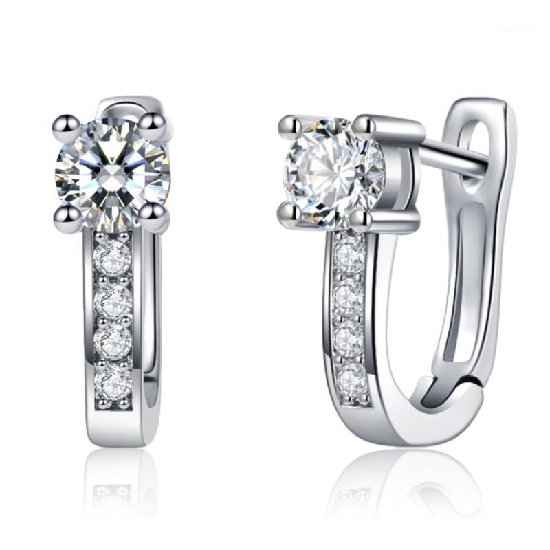 

JEWDY Silver Color Geometry Stud Earrings Korea White Crystal Ear Clip For Women Life Partner Jewelry Gift 2020 Christmas1