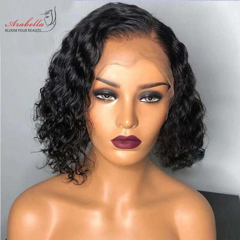 

Bob Wig Deep Wave Lace Front Wig 180 Density For Women With Baby Hair PrePlucked Human Hair Bob Remy Deep Curly, As pic