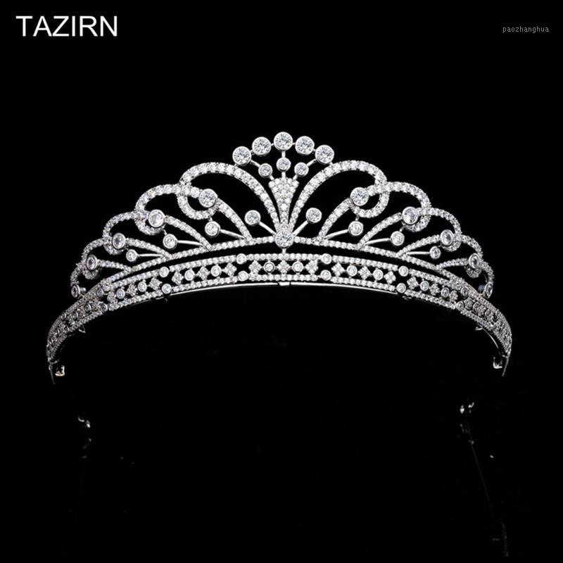 

Fashion Cubic Zirconia Tiaras And Crowns For Women CZ Bride Wedding Headpieces Headdress Birthday Pageant Hair Accessories Clips & Barrettes, Golden;silver