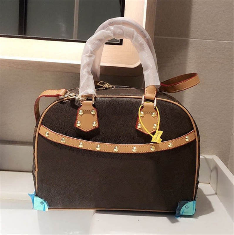 

L Shell crossbody single shoulder purses totes good leather brown flower handbags, Black