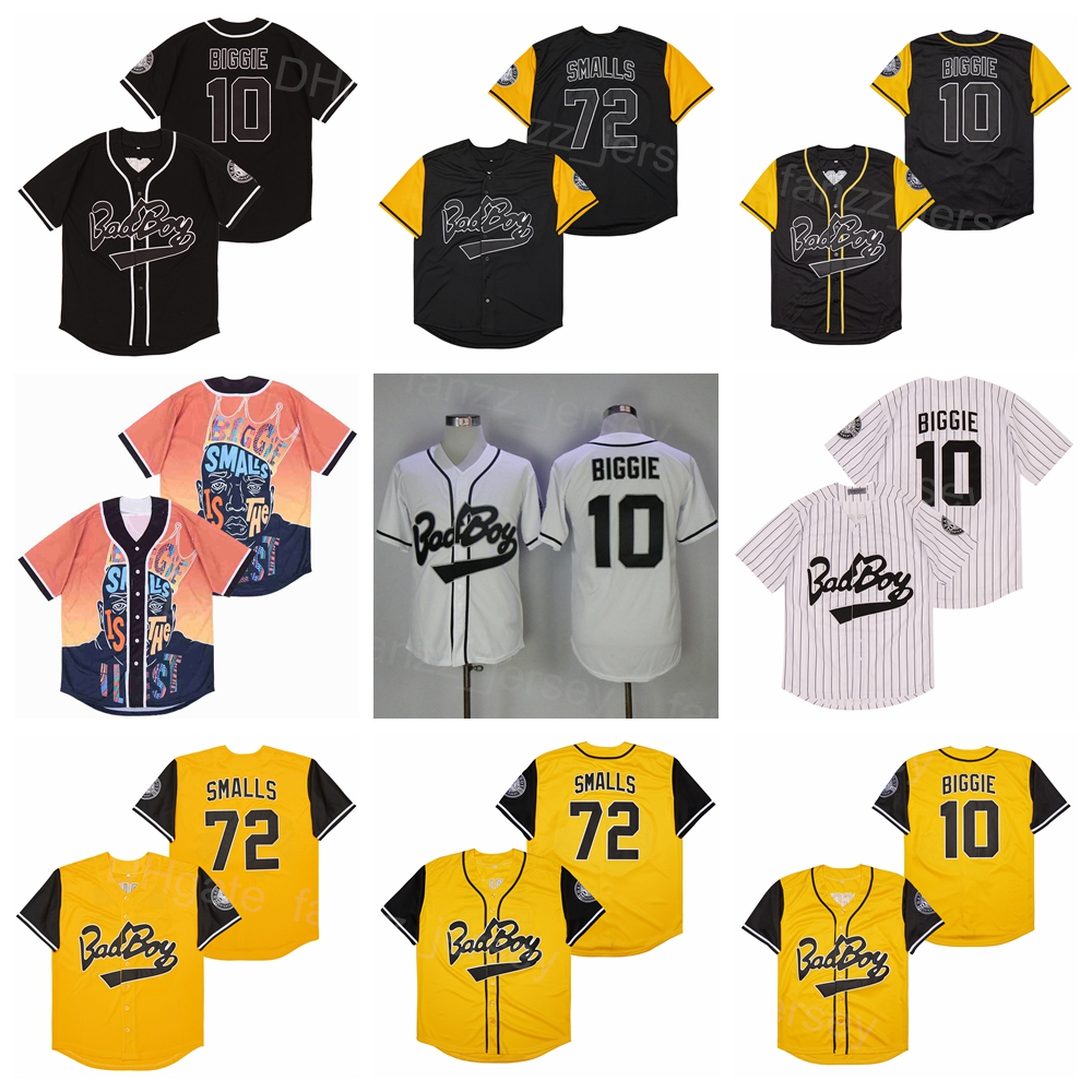 

Notorious Movie Badboy Bad Boy 72 10 Biggie Smalls Jersey Men Embroidery And Sewing Team Color Black White Yellow For Sport Fans Cooperstown Retro High Quality, Kids black