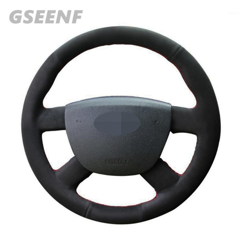 

Car Steering Wheel Cover For Focus 2 2005-2011 Kuga 2008-2011 Transit 2010 C-MAX 2007-2010 Black Hand-stitched Suede1