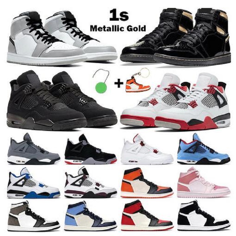

Basketball Shoes 1s high OG men women jumpman 1 mid Light Smoke Grey Black Metallic Gold Obsidian 4s Fire Red Cat mens sneakers, Color 29