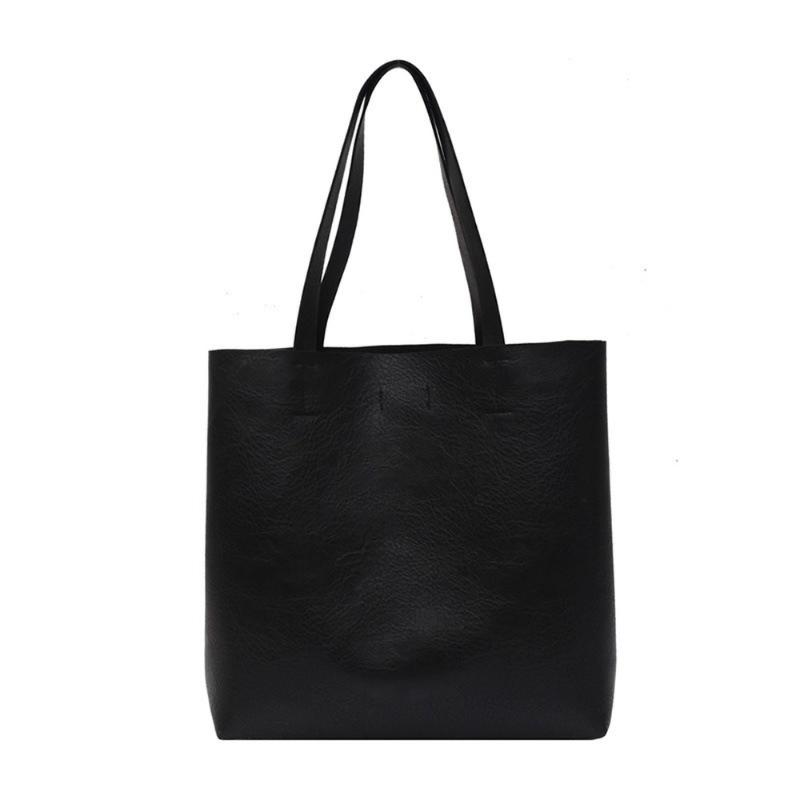 

2021 Korea Japanese Style Women Fashion PU Leather Shoulder Versatile Retro Student Class School Travel Shopping Tote Bag, Beige