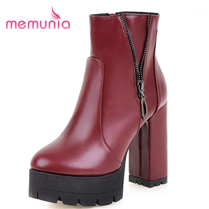 

MEMUNIA women boots big size 34-43 fashion zipper round toe boots comfortable short plush 2010 new arrive ankle1, Black