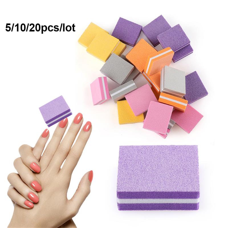 

5/10/20 pcs Hot Mini Nail Polisher Double-sided Colorful Sponge Nail Buffer Sanding Files Manicure Tools Trimming Kit
