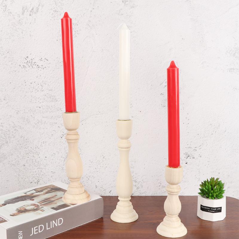 

FASHION Candlesticks Holders Retro Unpainted Wood Classic Craft Candlesticks Holders Wedding Decorations