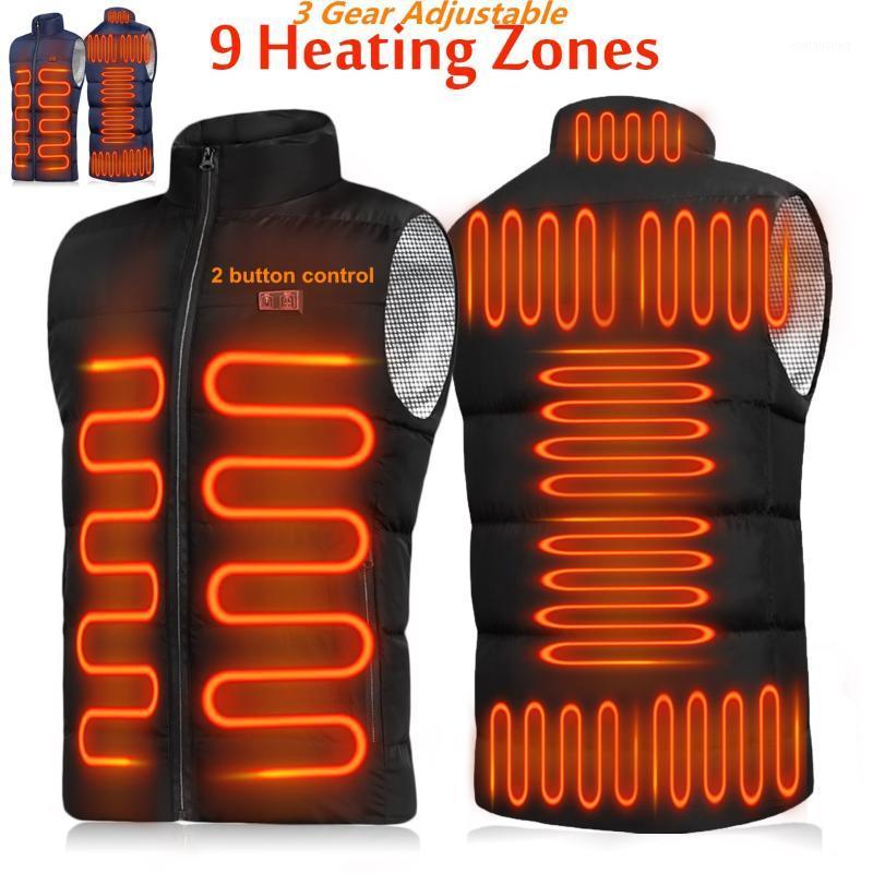 

9Heated Zones Electric Heated Vest Jackets Autumn Winter Men Women Graphene Heat Warm Coat USB Heating Camping Jacket For Winter1, Black