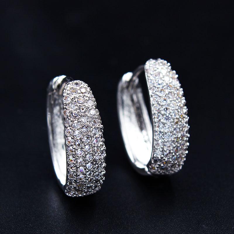 

Delicacy White Gold Color Hoop Earrings For Women Half Circle Filled Pave Tiny Cubic Zirconia Earings Fashion Jewelry LH4074A
