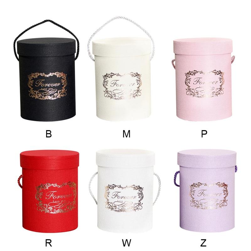 

Candy color romantic round flower box with rope portable flower box wedding celebration festive party supplies