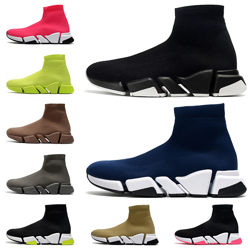 

High Quality casual sock shoes black blue beige triple red white volt stretch knit men women Sneakers luxurys designer shoes size 36-45, 36-45 brown