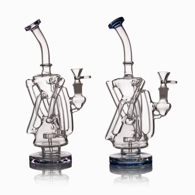 

Design Water Bong Showerhead Percolator Pipe Hookahs Galss Swiss Perc Recycler Oil Rigs 14mm female Joint bowl
