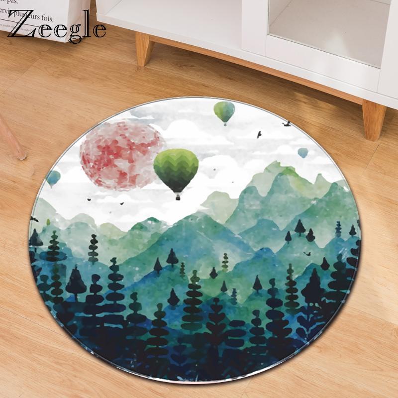

Zeegle Cartoon Round Carpet Table Carpet Living Room Soft Mat Bedside Comfortable Rug Modern Area Rug Home Decoration, Ld7