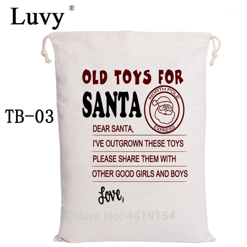 

Luvy Santa Sacks Christmas Gift 20pcs/lot Drawstring Canvas Candy Bag Large Santa Claus Kids Christmas Bag Party Decoration1