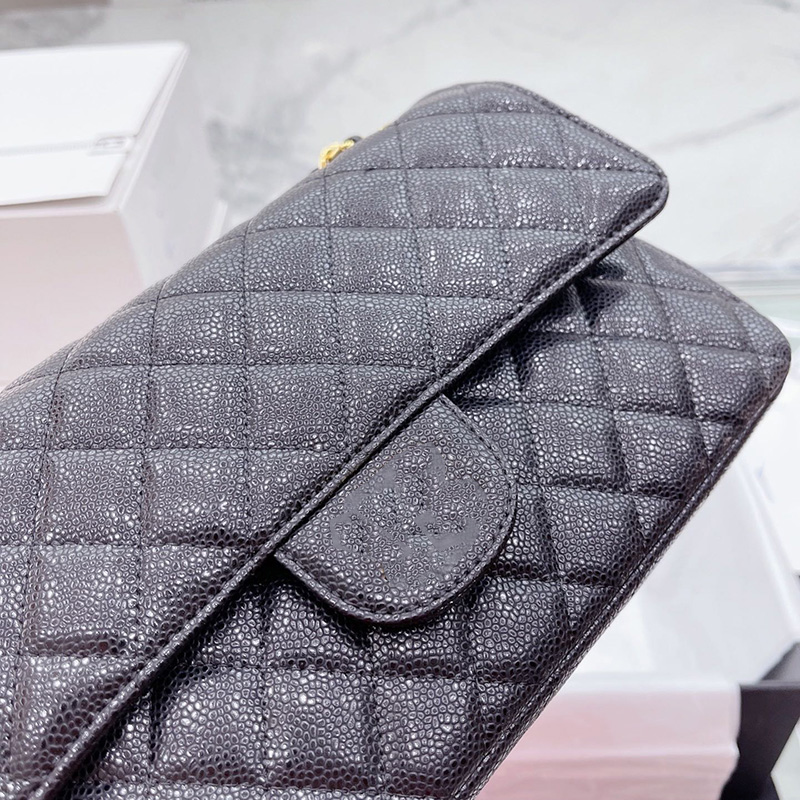 

Classic Double Flap Quilted Bags Gold Hardware Cowhide Matelasse Chain Crossbody Shoulder Caviar Genuine Leather Large Capacity Designer Handbags Sacoche 26CM, Box